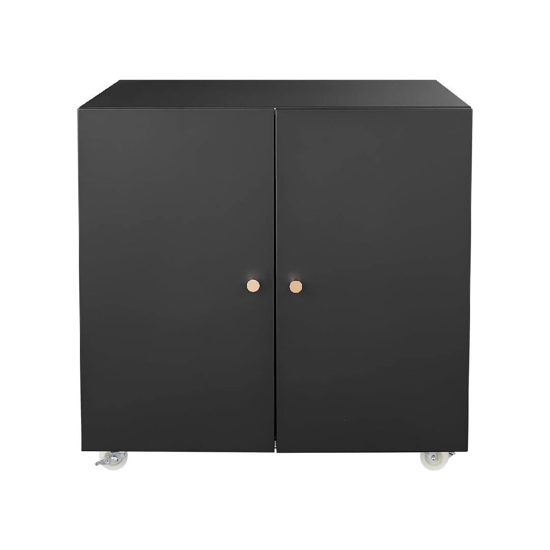 GARVEE - Metal Printer Stand with Storage, Heavy Duty 3D Printer Cabinet on Wheels for Home Office - Black