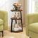 Angle. Costway - 1 PCS 3-Tier Round Side Table with Metal Frame & Adjustable Foot Pads Nightstand - Rustic Brown & Black.