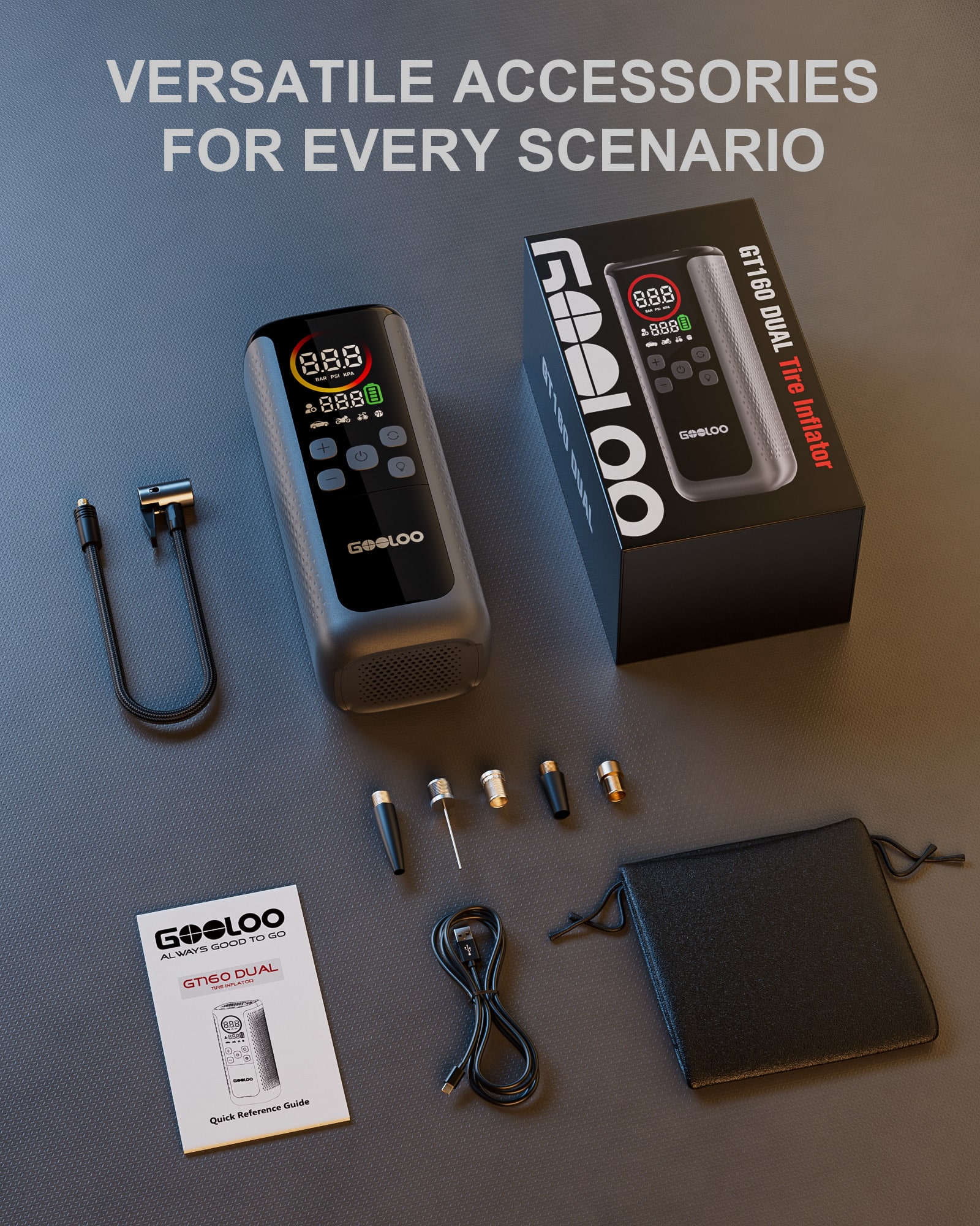 GOOLOO GT160 Dual Tire Inflator, Dual Cylinder 4X Faster Portable