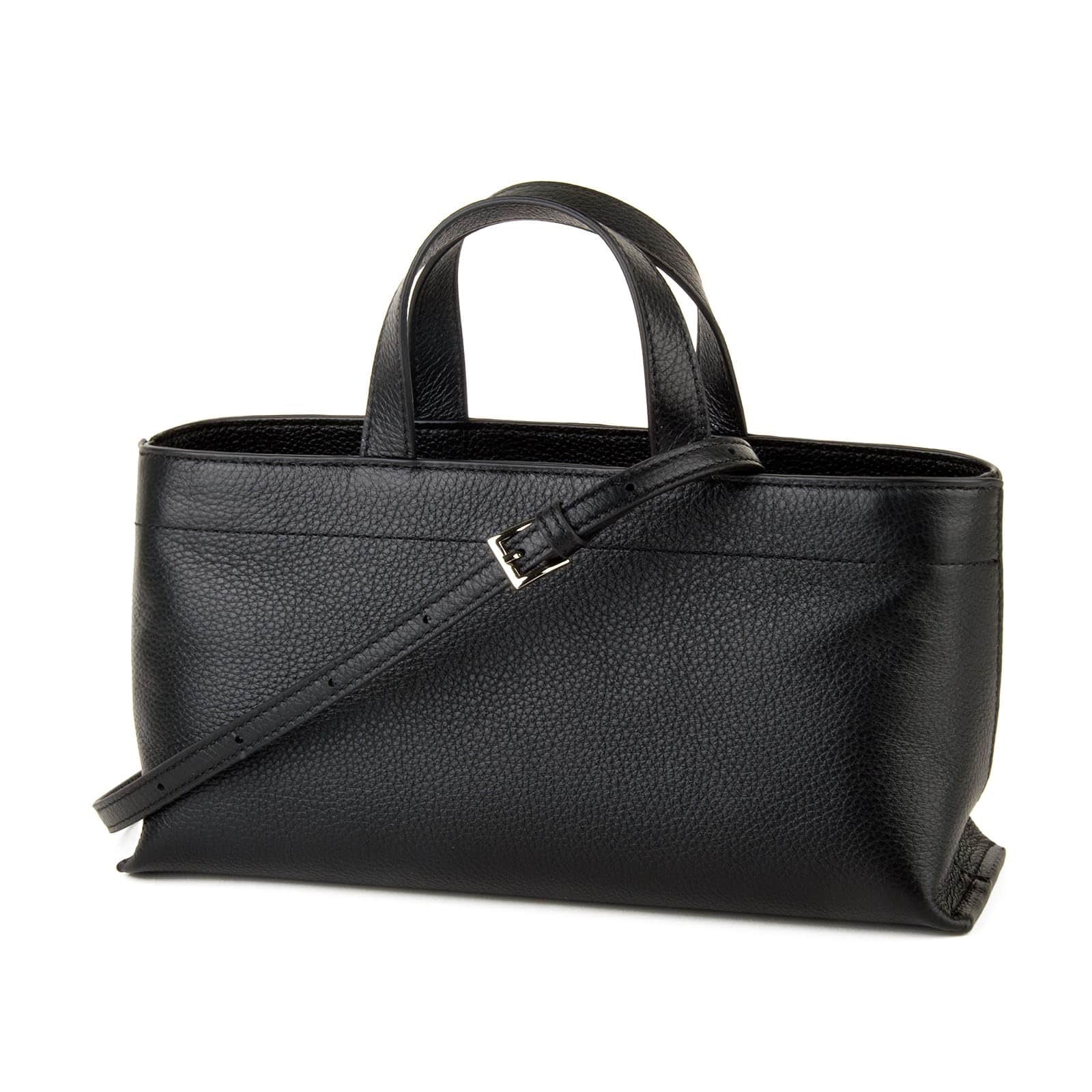 DORLUKFU - Premium Full Grained Leather Simple Tote Handbag for Women, Shoulder Crossbody Bag with Adustable Shoulder Strap - Black