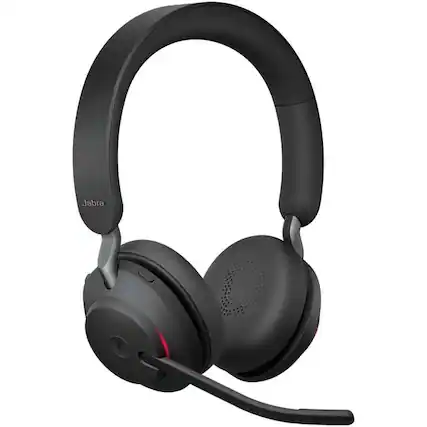 Front. Jabra - Jabra Evolve2 65 Headset with Desk Stand - Stereo - USB Type A - Wireless - Bluetooth - Over-the-head - Binaural - Blue.