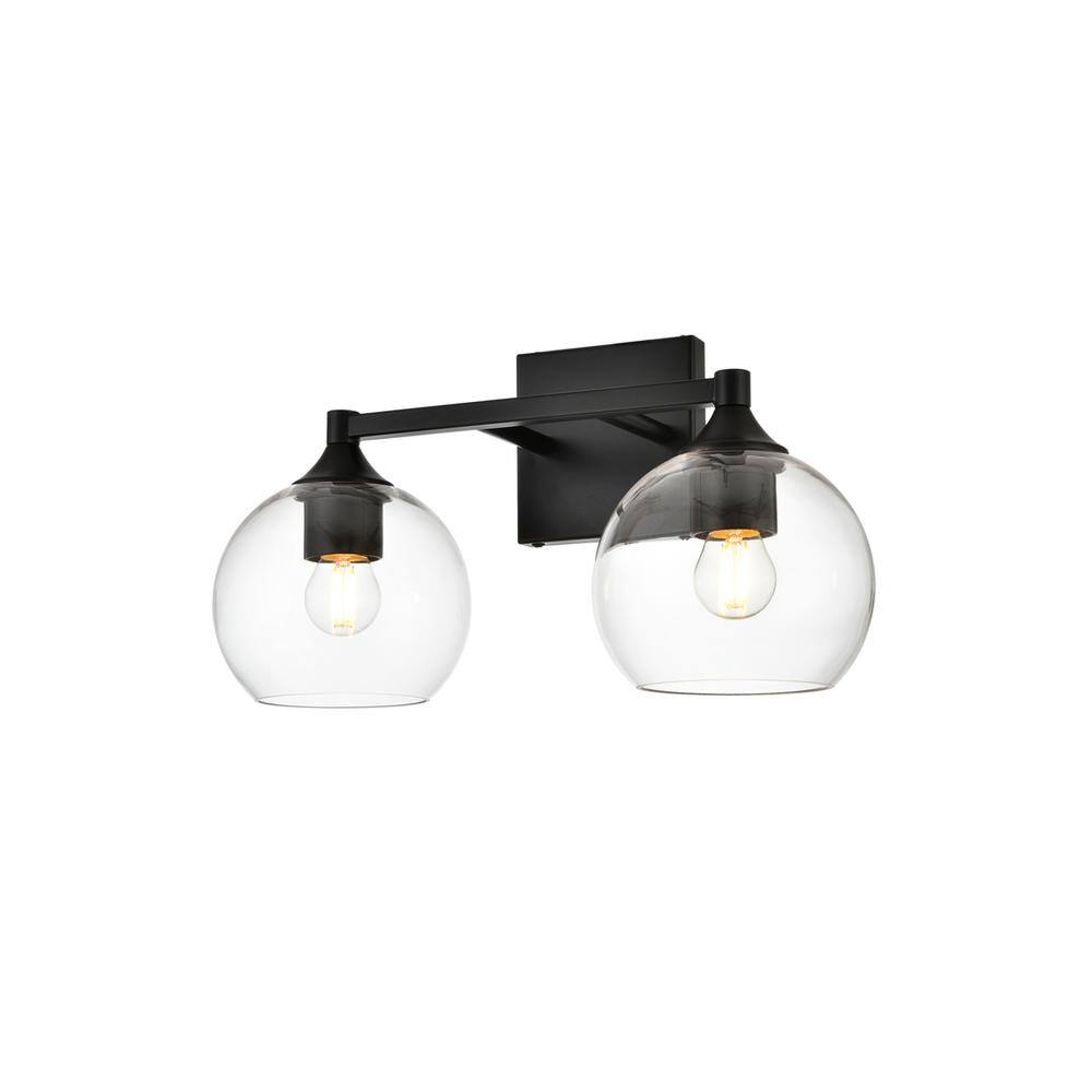 Angle. Living District - Foster 2 light Black and Clear Bath Sconce - Black And Clear.