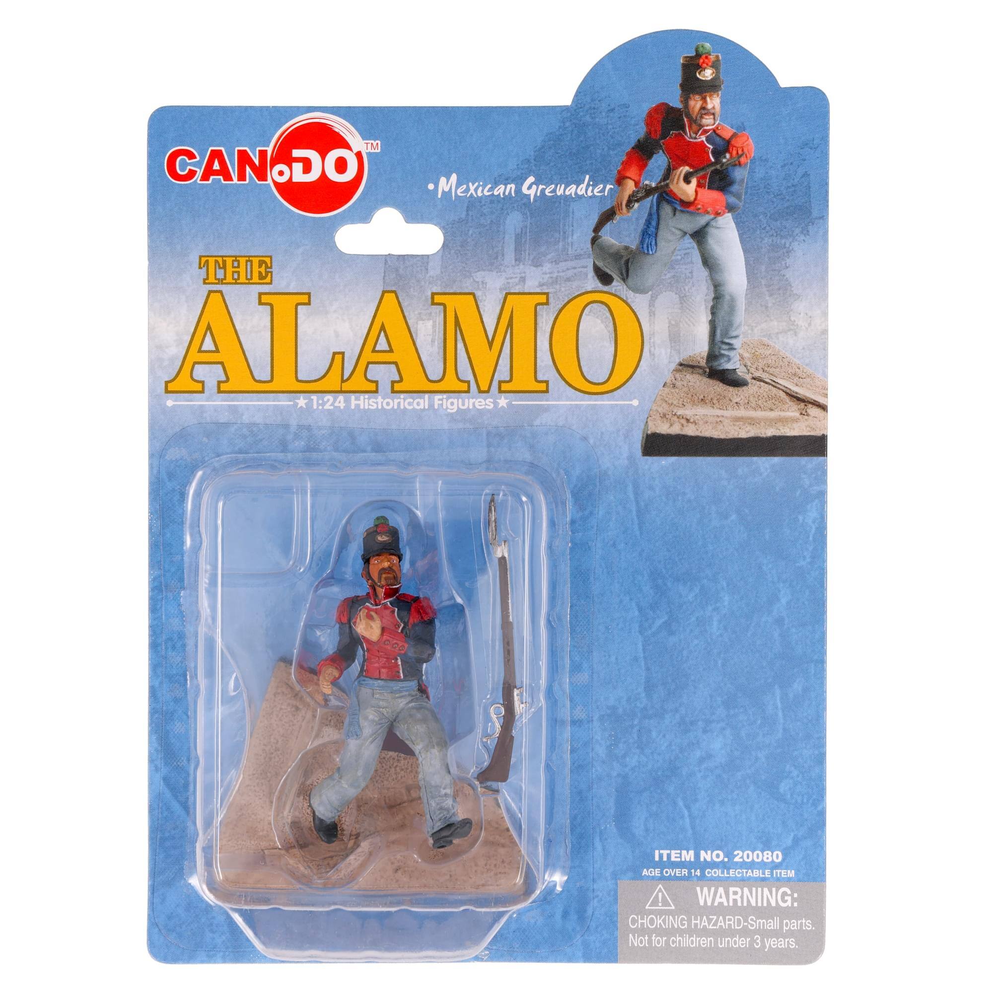 CAN DO™  
Mexican Greuadier  

THE ALAMO  
1:24 Historical Figures  

ITEM NO. 20080  
AGE OVER 14 COLLECTABLE ITEM  

WARNING: CHOKING HAZARD - Small parts. Not for children under 3 years.