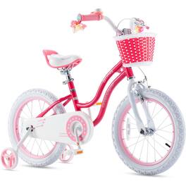 RoyalBaby - Stargirl Children's Outdoor Bicycle 16 Inch with Training Wheels, Pink - Neon Pink