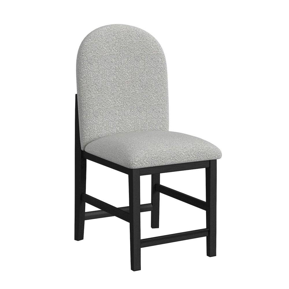 Back. Picket House Furnishings - Canal Round Back Counter Stool with Grey Fabric in Black - Black.