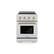 Front. ZLINE - 24 in. Wide 3 Elements Autograph 3.2 cu. ft. Paramount Freestanding Induction Range in Satin Steel with Gold Accents - Satin Stainless Steel.