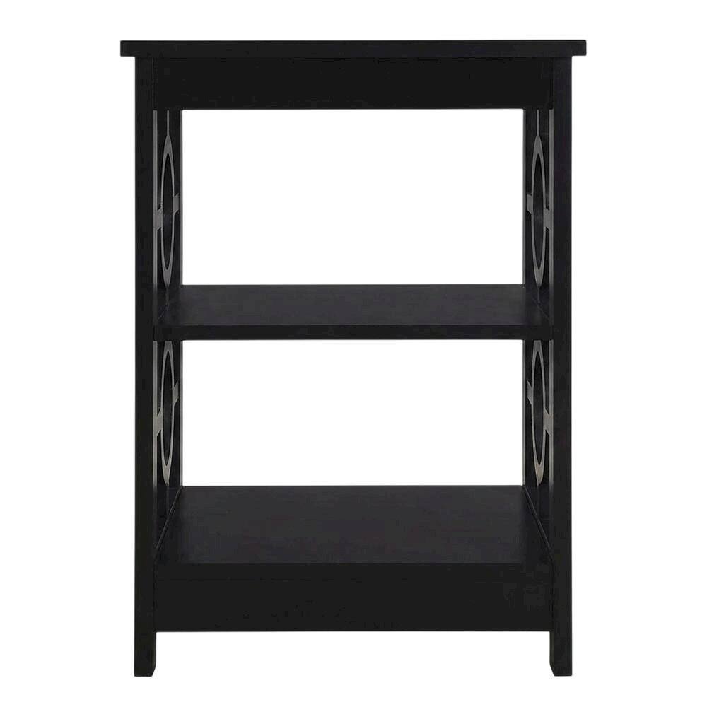 Angle. FurniFact - Black wooden end table with modern design and sleek finish - Black.