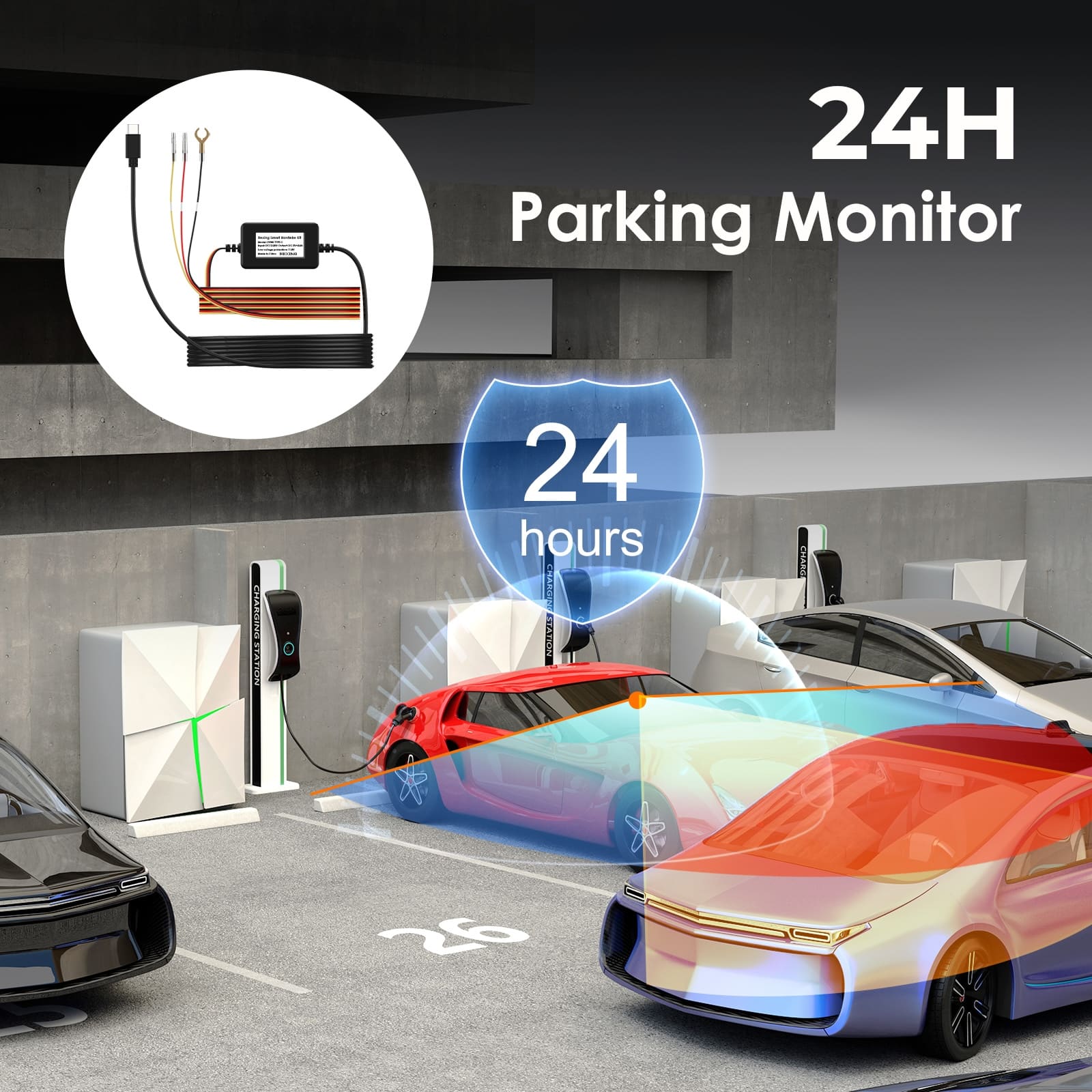 24H Parking Monitor: 24 hours of parking time.