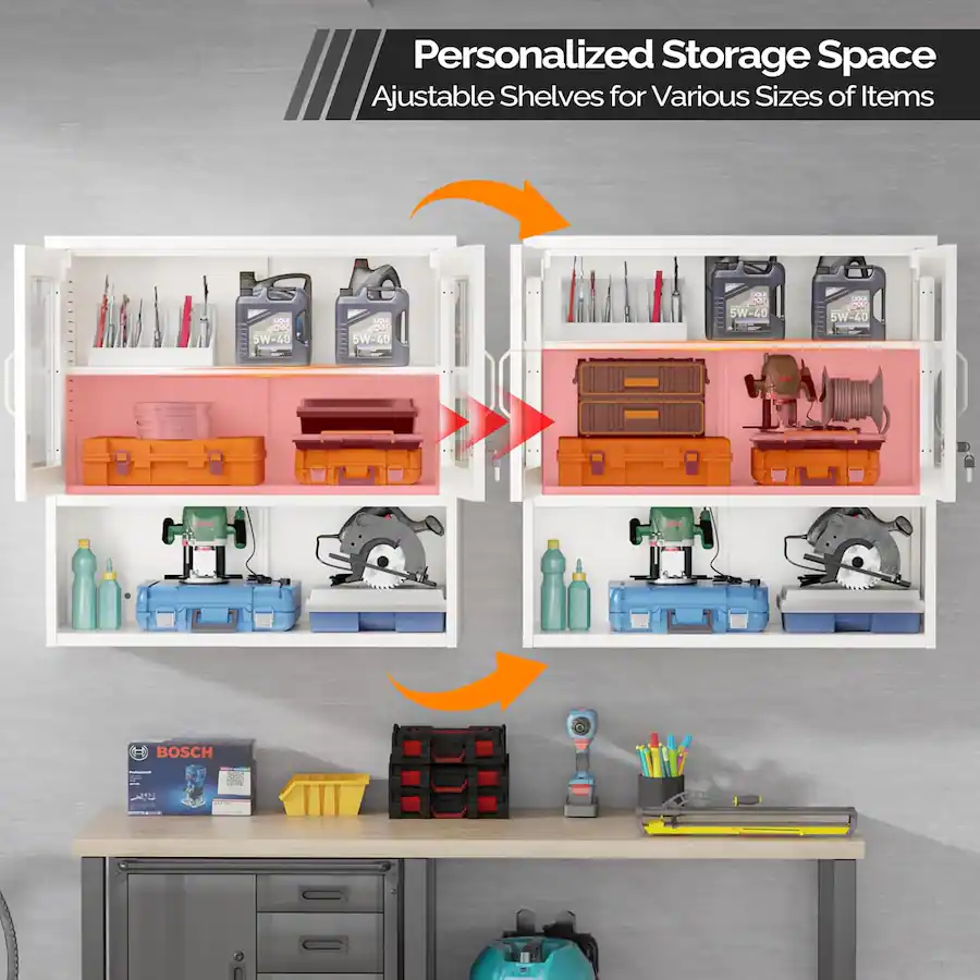 Winado Metal Wall Mounted Display Cabinet with Sensor Light & Locking ...