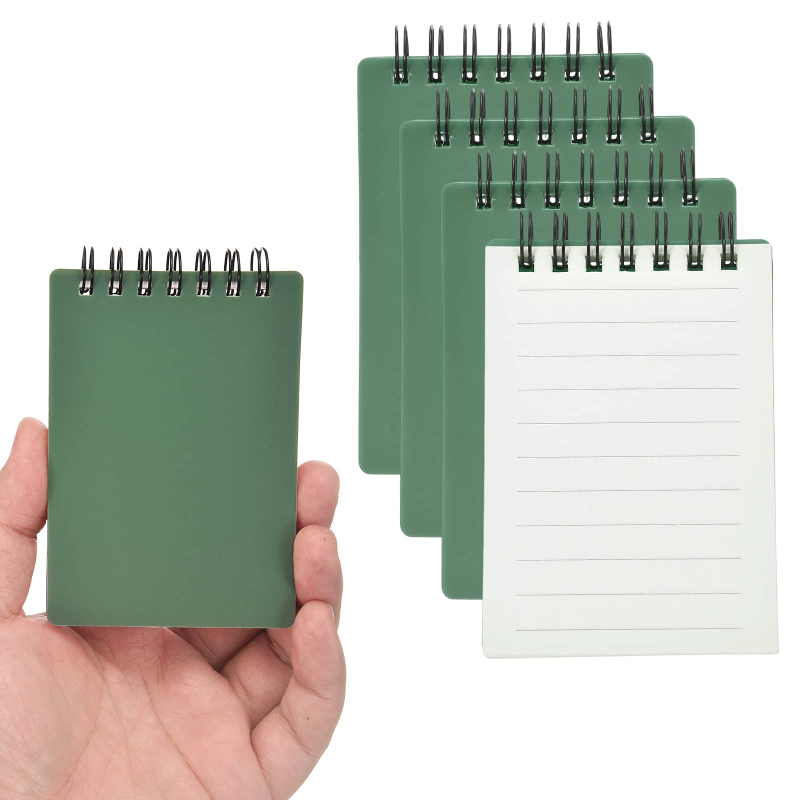 Unique Bargains - 4pcs 3x5 Inch Aesthetic Pocket Notebooks, Spiral Lined Pages Portable Flip Notes 80 Sheets/160 Pages Office - Green