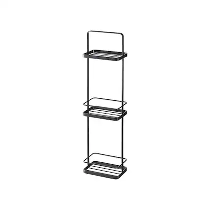 Front. Yamazaki Home - Three-Tier Shower Caddy (26" H) - Steel - Black.