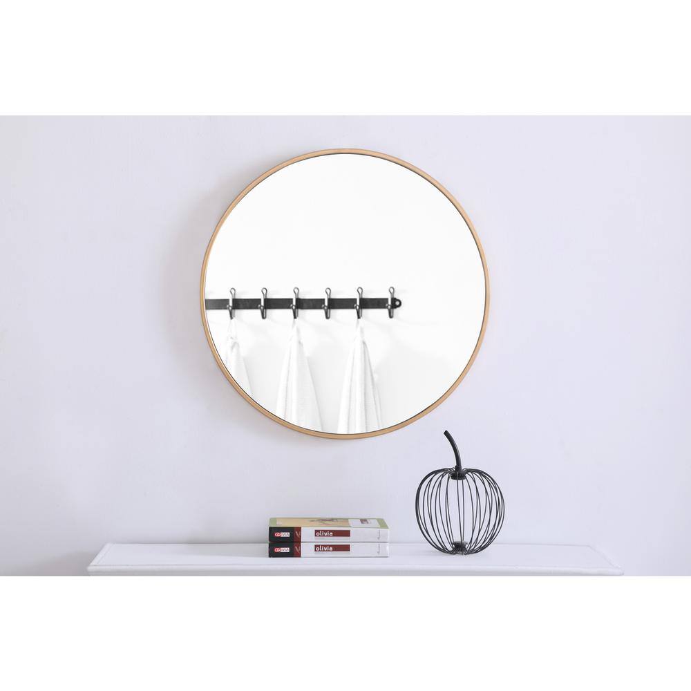 Alt View 1. Elegant Decor - Metal frame Round Mirror 24 inch Brass finish - Brass.