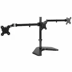 Front. Mount-It! - Freestanding Triple Monitor Stand for 17″–27″ Screens with Height Adjustment, Tilt, Swivel & Cable Management - Black.