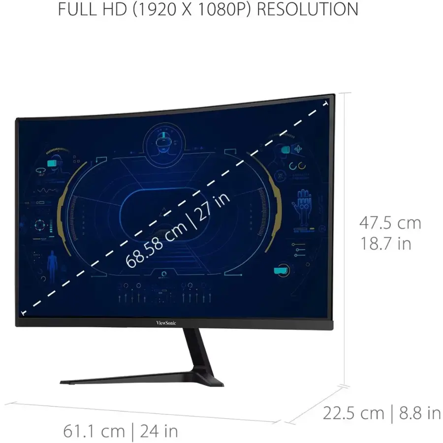 Alt View 23. ViewSonic - VX2718-PC-MHD 27" LCD Curved FHD Adaptive Sync Gaming Monitor (DisplayPort and HDMI) - Black.