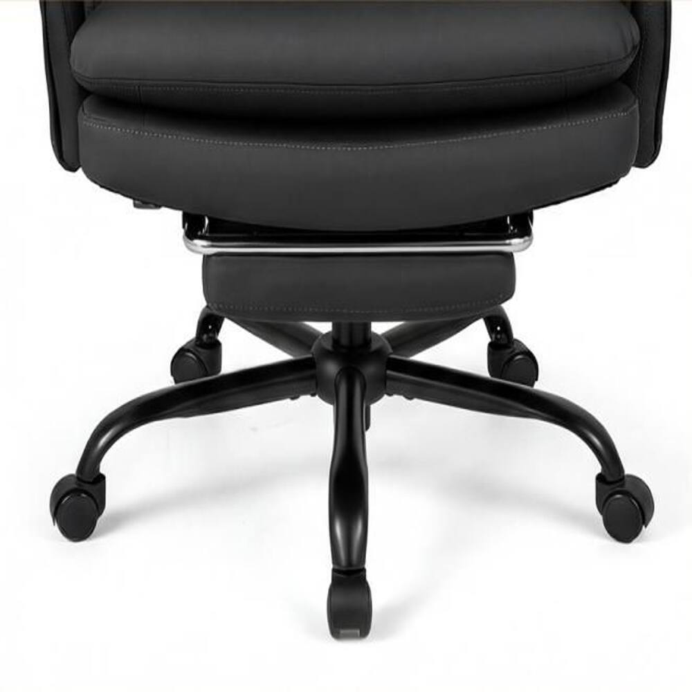 Back. Loheer - Loheer Big and Tall Office Chair 500 lbs Ergonomic Executive Chair with Footrest Cross Legged Desk Chair Black - Black.