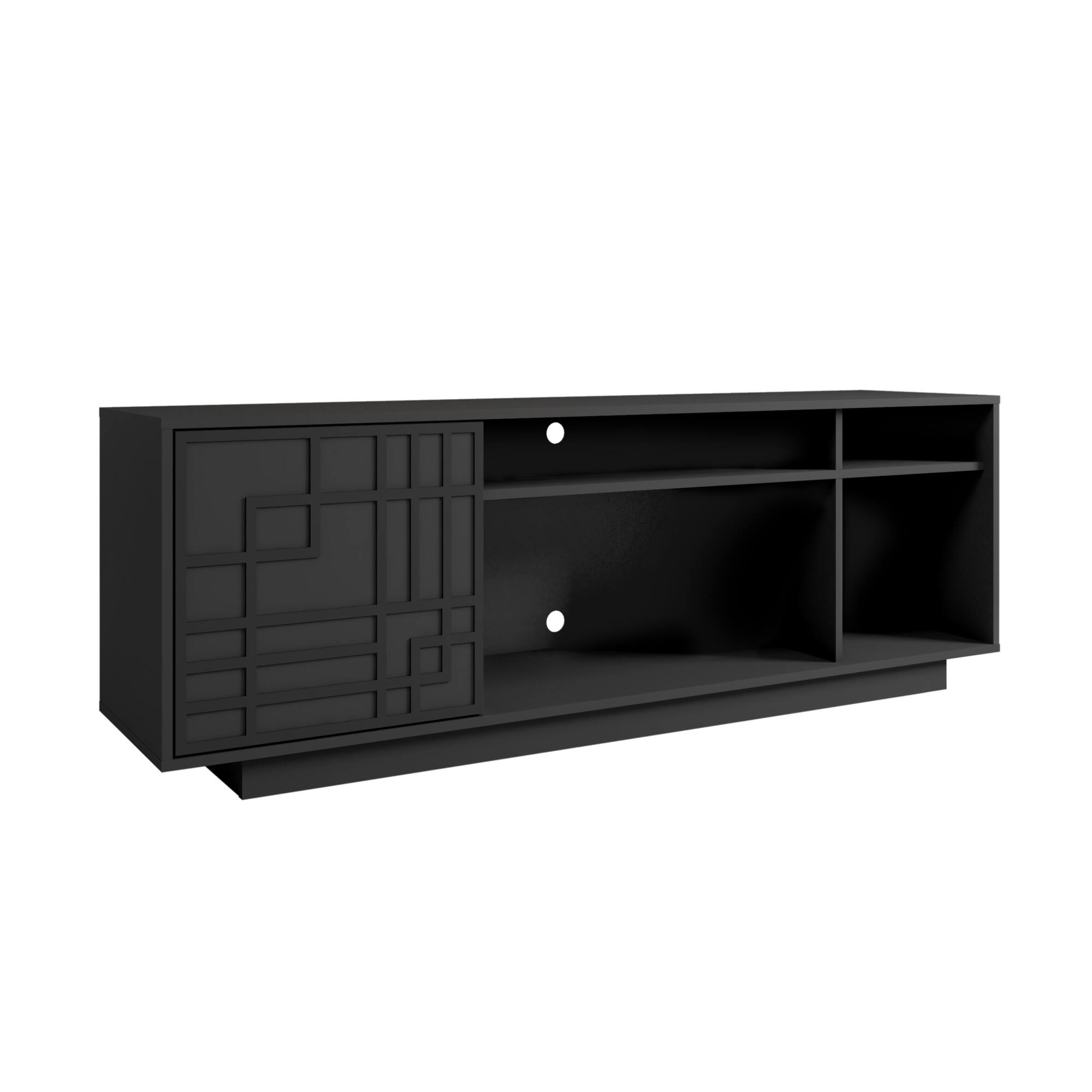 Alt View 4. GOODSILO - Contemporary TV Stand with Concealed Storage and Open Shelving for TVs Up to 70 Inches - Black.