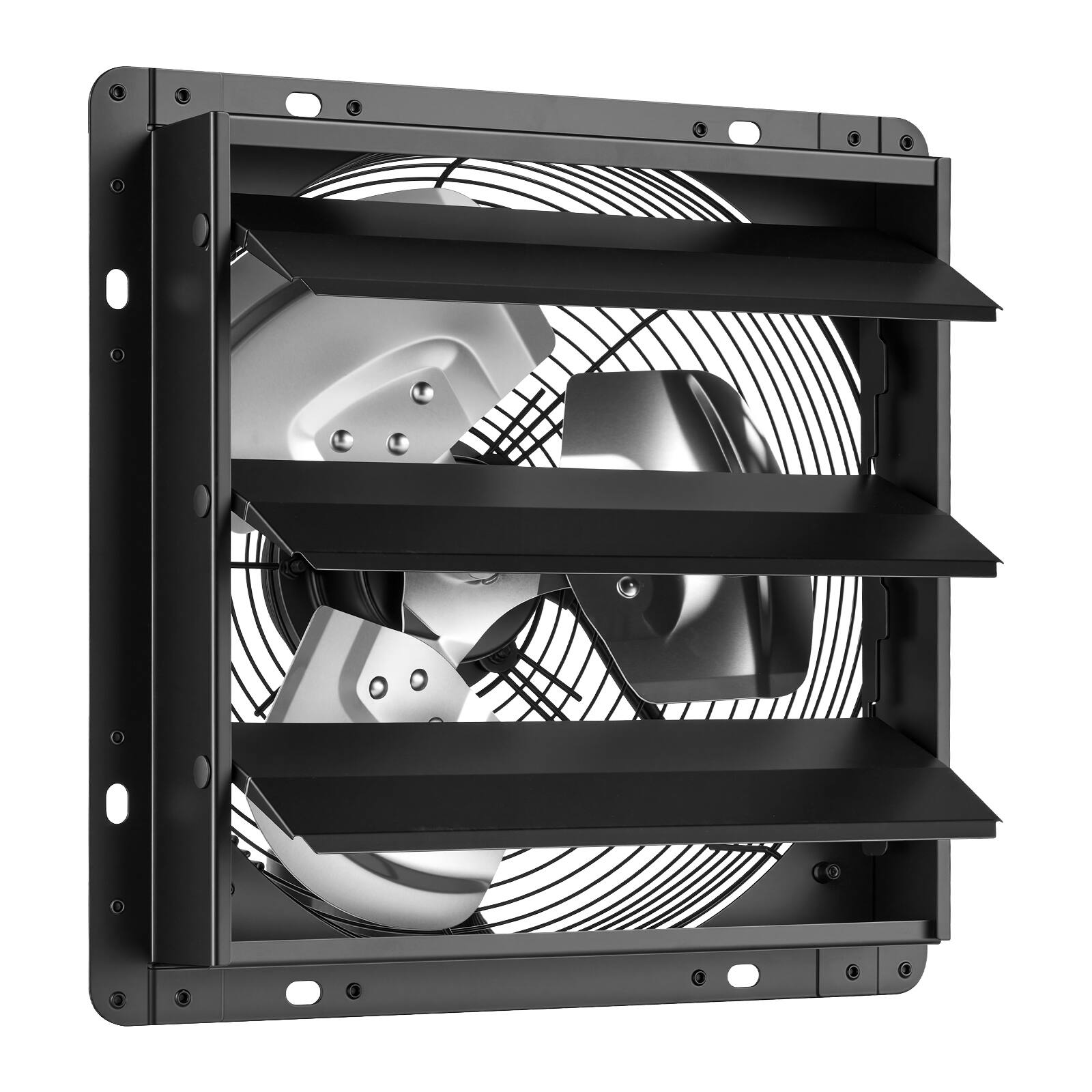 Alt View 5. VEVOR - 12 Inch Shutter Exhaust Fan Wall Mounted Automatic Louvers EC Motor, Steel Housing, Temperature & Humidity Controller - Black.