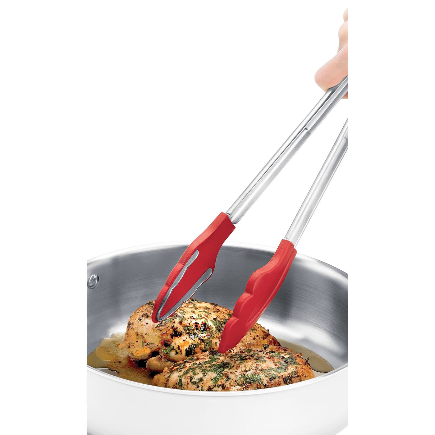 Alt View 1. Cuisipro - 9.5 Inch Tongs With Teeth, Red - Red.