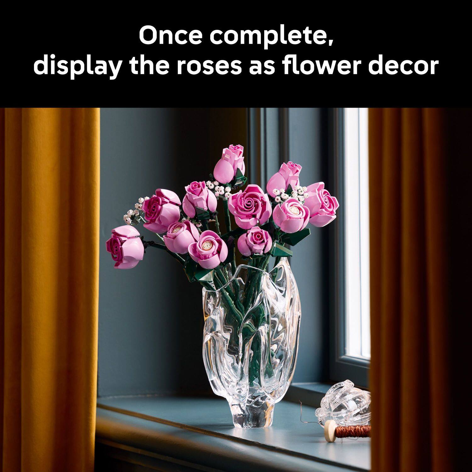 Once complete, display the roses as flower decor.