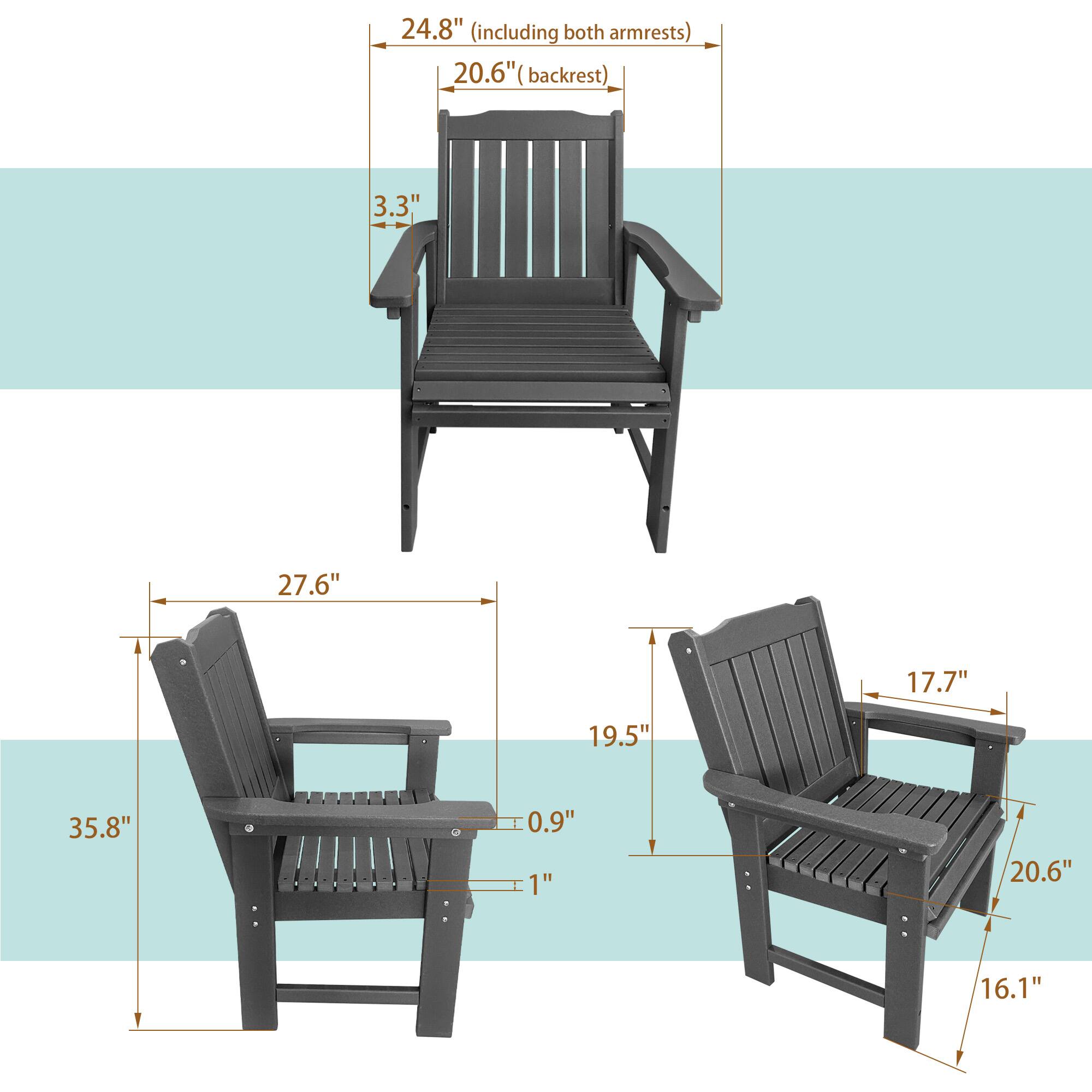 - 24.8" (including both armrests)
- 20.6" (backrest)
- 3.3"
- 27.6"
- 17.7"
- 19.5"
- 35.8"
- 0.9"
- 1"
- 20.6"
- 16.1"
