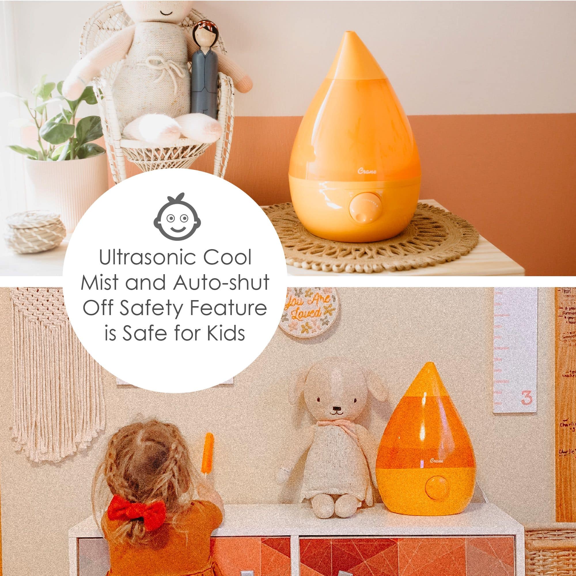 Back View: Crane Drop EE-5301O - Humidifier - mobile - orange