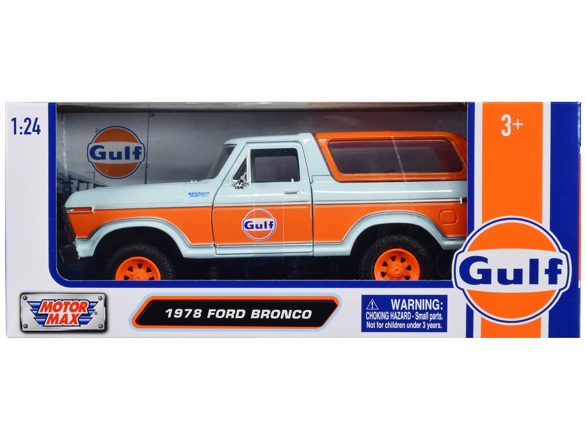 1:24 Gulf 3+ LDEONO | Gulf MOTOR MAX 1978 FORD BRONCO Gulf: WARNING: CHOKING HAZARD - Small parts. Not for children under 3 years.