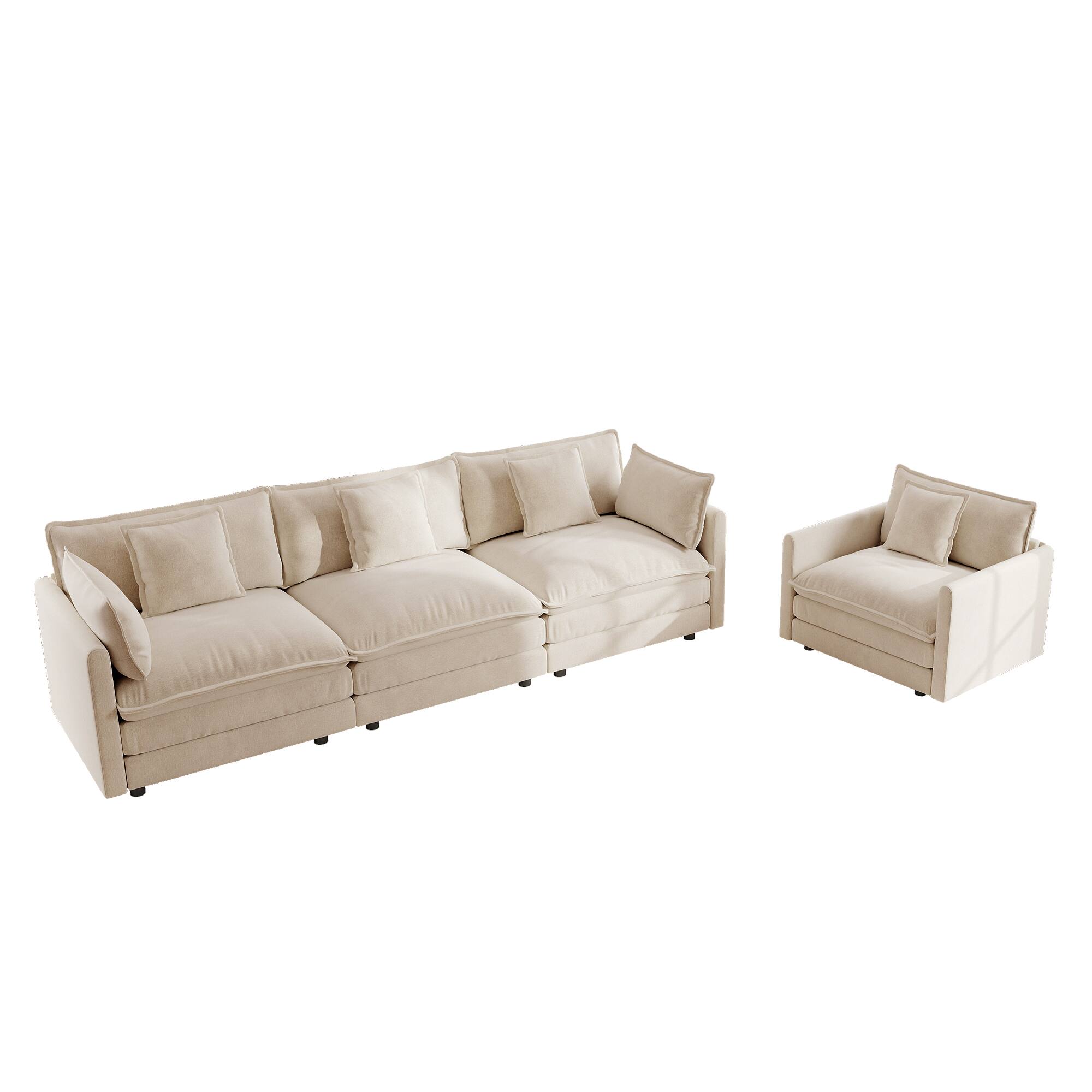 Left. LOVMOR - Sectional Deep Seat Easy Assembly 2 Piece Chenille Sofa Set For Living Room Bedroom Apartment Plush Cozy TV XL - Light Coffee.