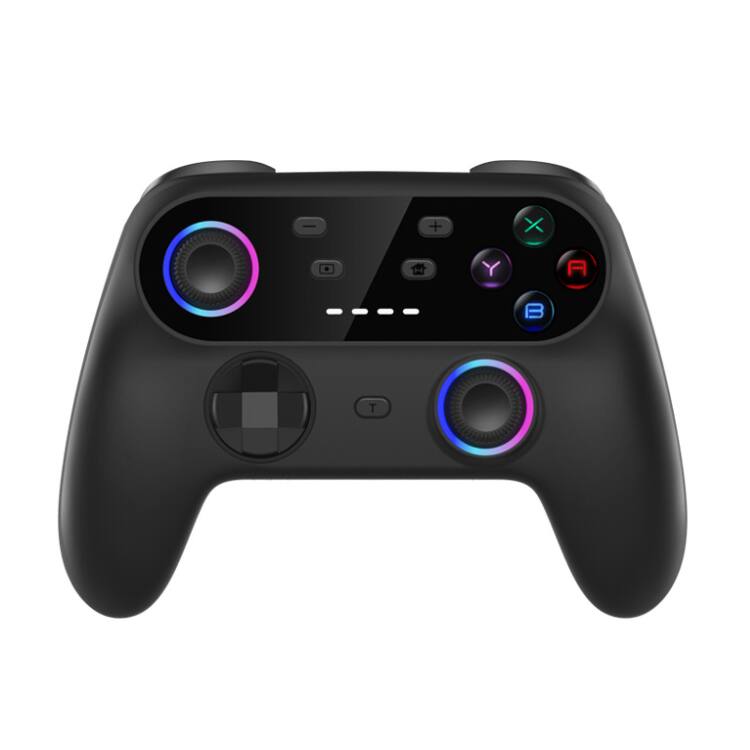 Alt View 3. Cluzine - RGB Lighting Wireless Gamepad with Vibration and Tactile Buttons, Professional Controller for Gaming - White.
