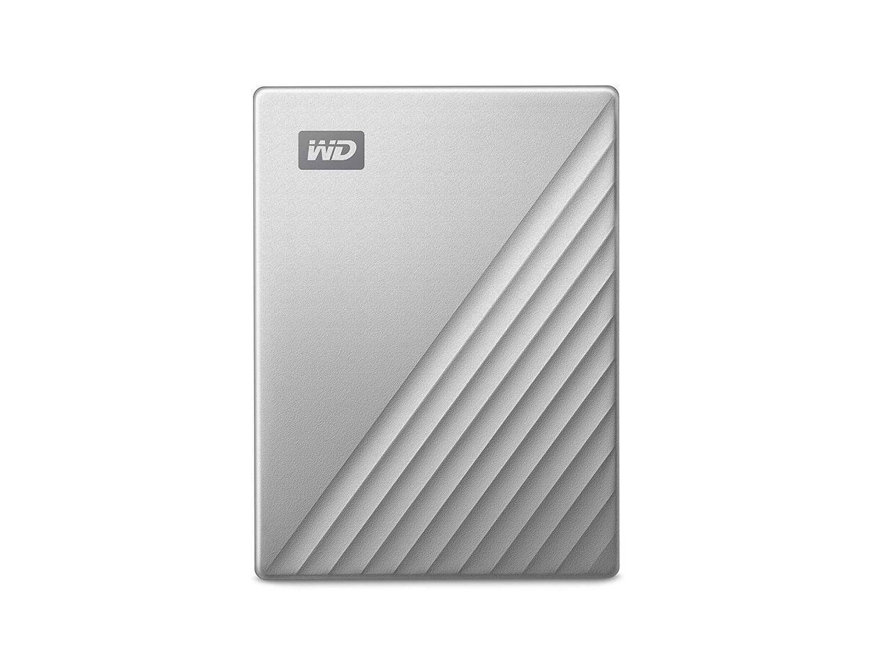 Angle. Western Digital - WD 5TB Silver My Passport Ultra Portable Storage External Hard Drive USB-C for Mac (WDBPMV0050BSL-WESN) - Silver.