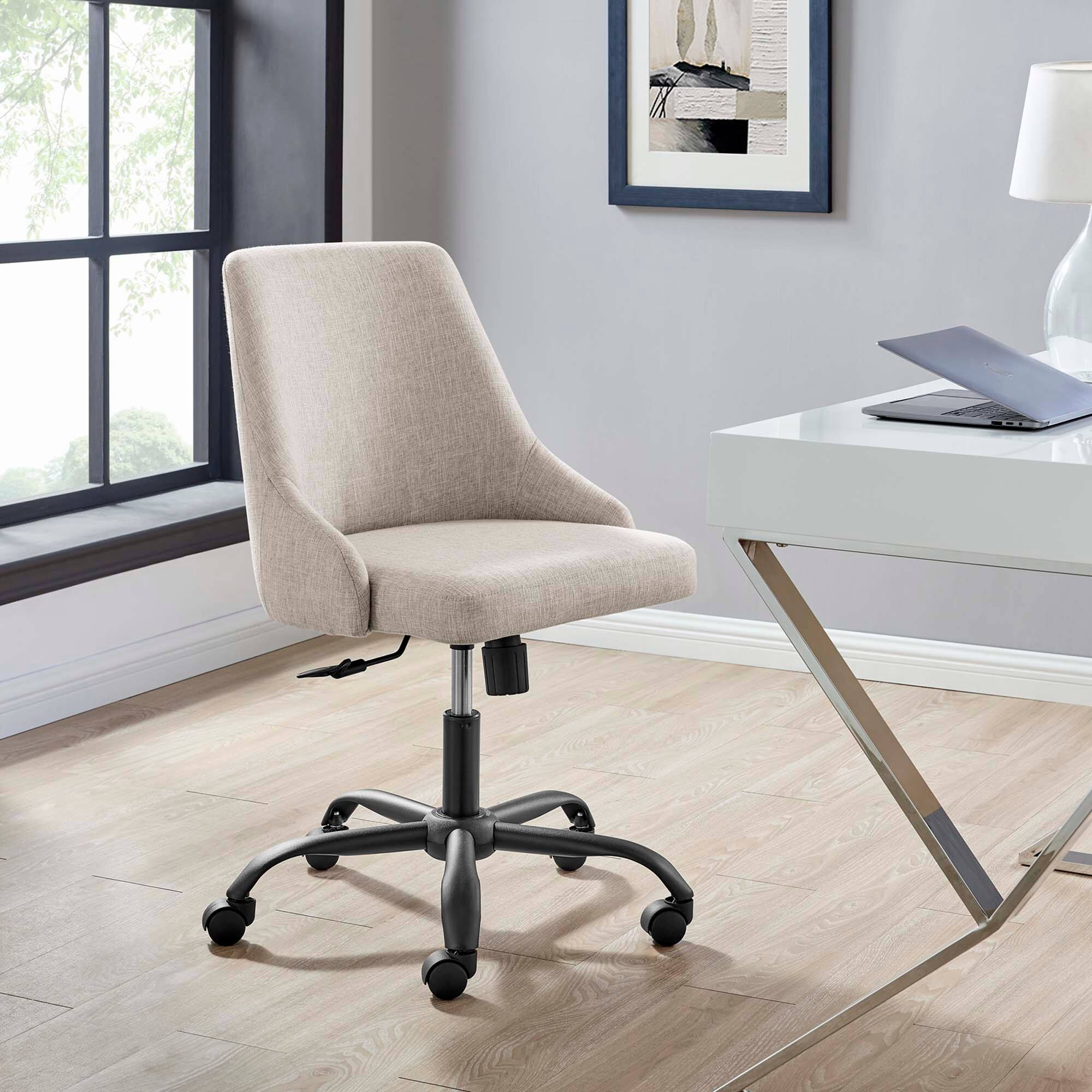 Front. Modway - Designate Swivel Upholstered Office Chair by Modway - Black Beige.