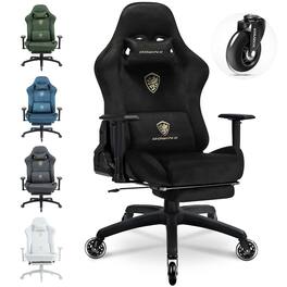 Dowinx - Gaming Chair with Rollerblade Wheels, Suede Fabric Office Chair Breathable with 3D Adjustable Armrests - Black