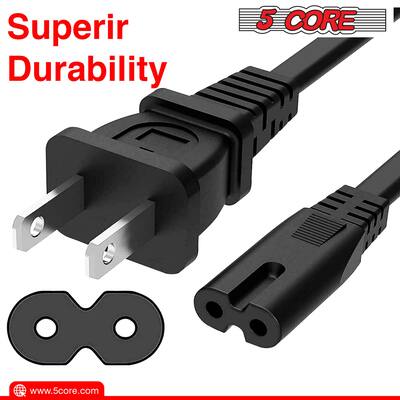 5Core 6ft AC Power Extension Cord – 2 Prong US Male To Female Adapter C7