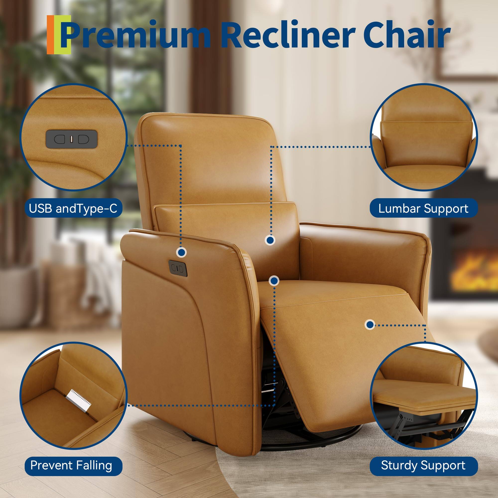 Premium Recliner Chair

- USB and Type-C
- Lumbar Support
- Prevent Falling
- Sturdy Support