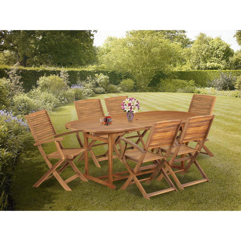 Alt View 3. East West Furniture - 7 Piece Outdoor Patio Dining Sets - Brown.