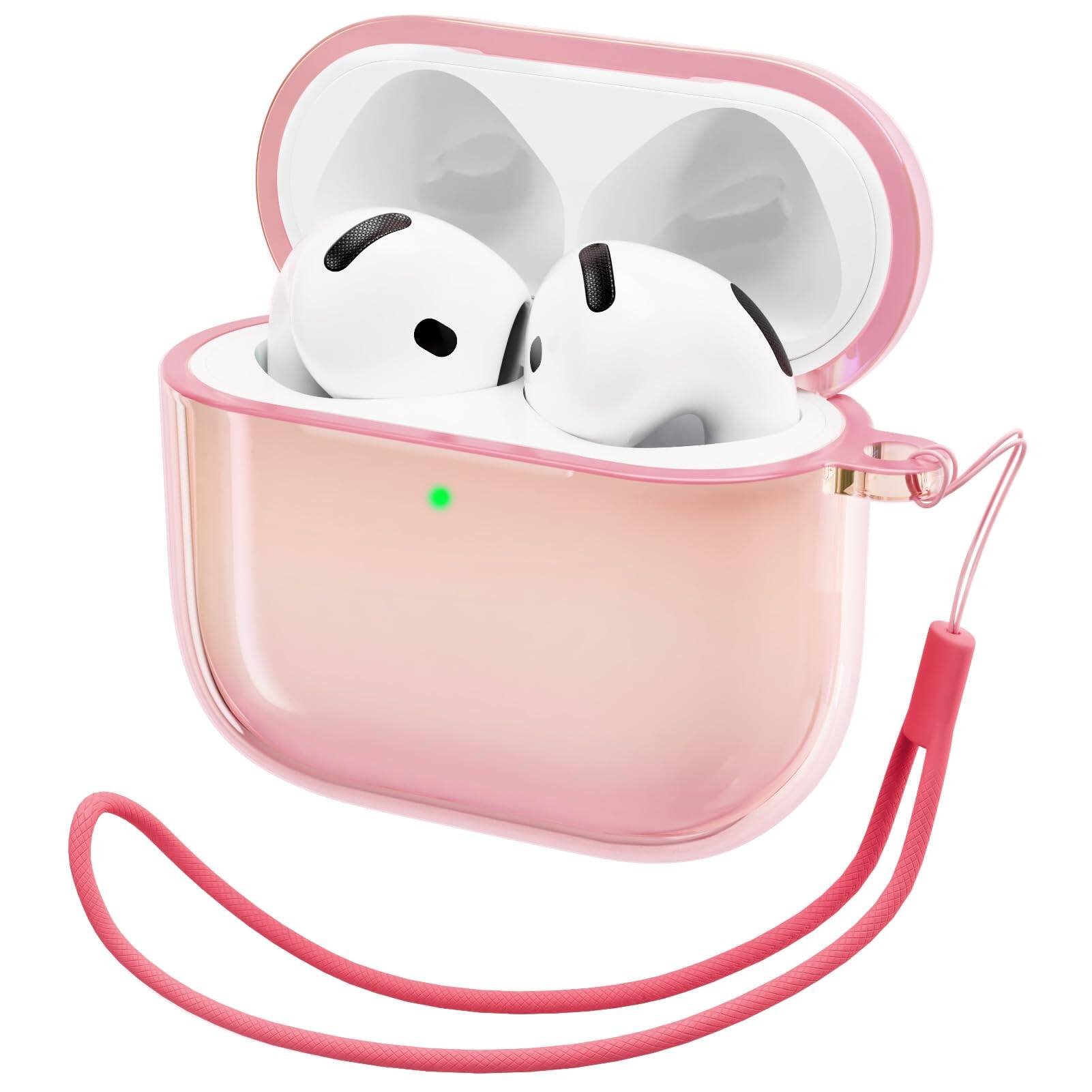 Front. Ornarto - ORNARTO for AirPods 4 Case (2024), Drop-Resistant TPU with LED Visible Bling Cover for AirPods 4th Gen-Aurora Pink - Aurora Pink.