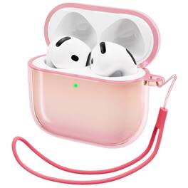 Ornarto - for AirPods 4 Case (2024), Drop-Resistant TPU with LED Visible Bling Cover for AirPods 4th Gen - Aurora Pink