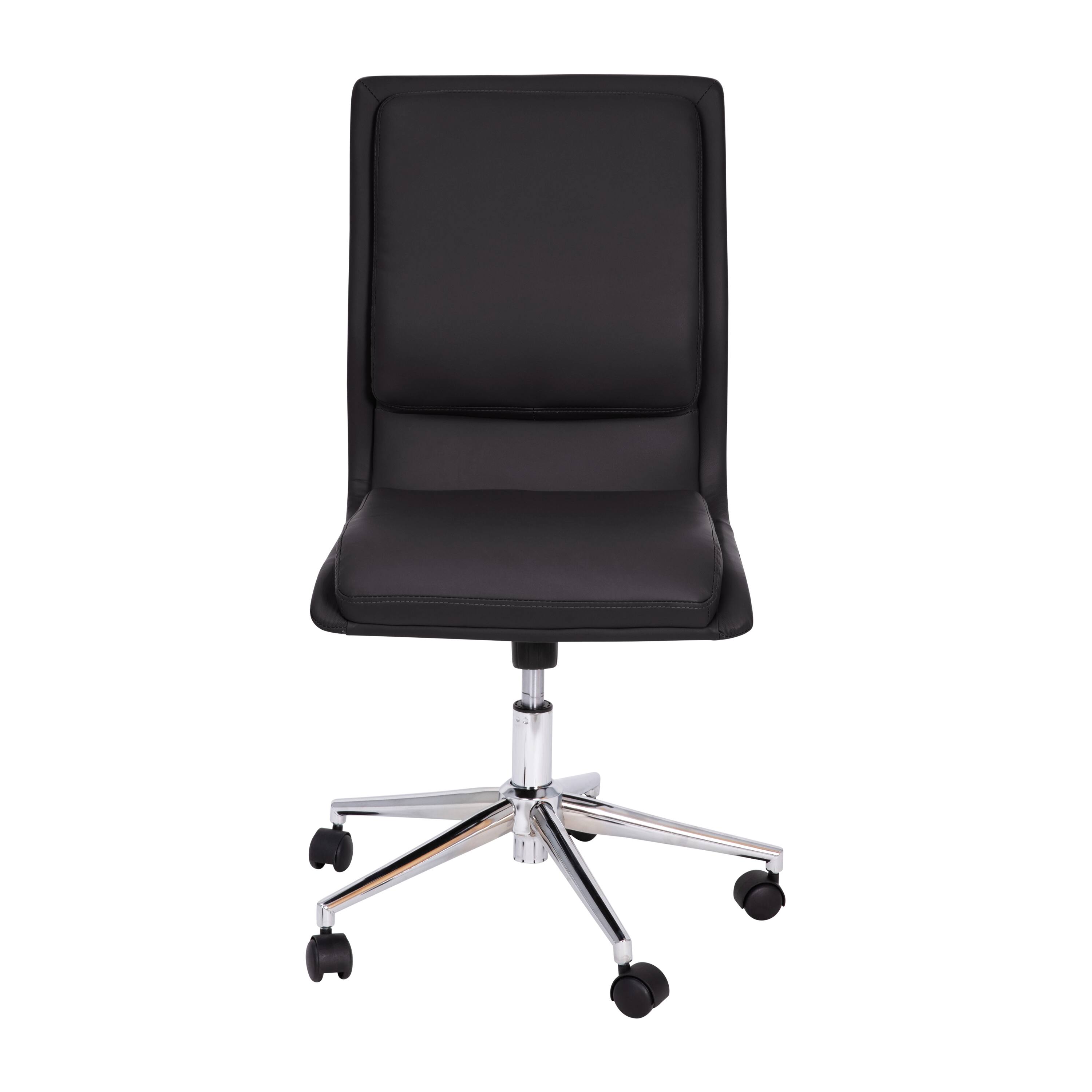 Alt View 9. Emma + Oliver - Ziva Modern Faux Leather Upholstered Mid-Back Home Office Chair with 5 Star Base and Pneumatic Seat Height Adjustment - Black.