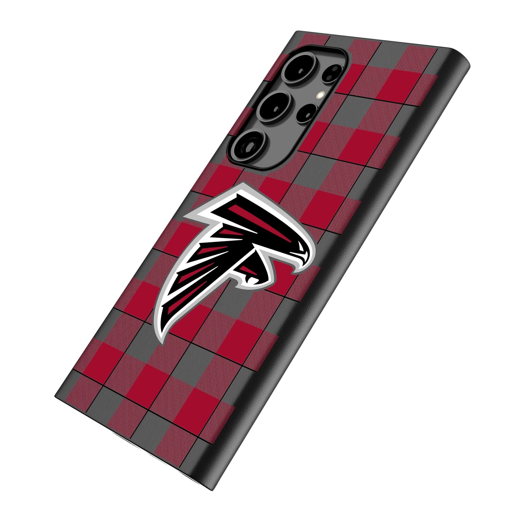 Alt View 1. Keyscaper - Atlanta Falcons Plaid Galaxy Magnetic Bump Case - S24 Ultra - Black.