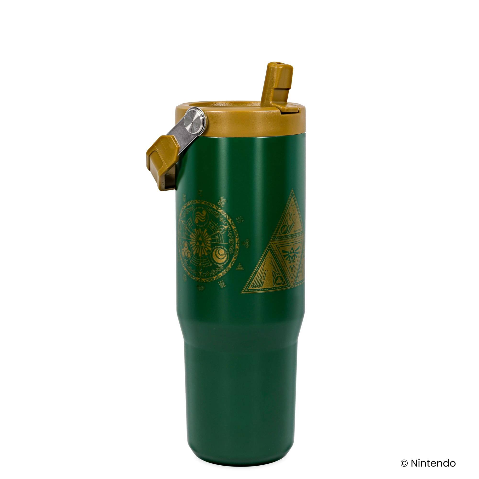Alt View 1. Pyramid America - The Legend Of Zelda Icons 30-Ounce Flip Straw Stainless Steel Tumbler - Green.
