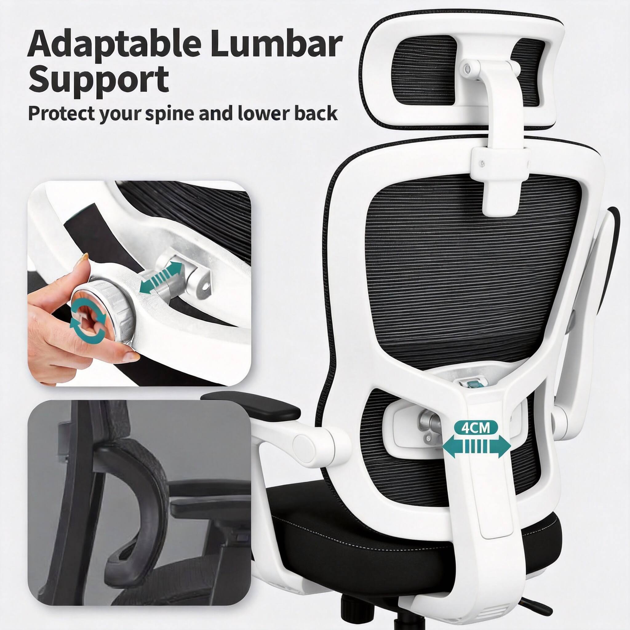Adaptable Lumbar Support  
Protect your spine and lower back  

4CM