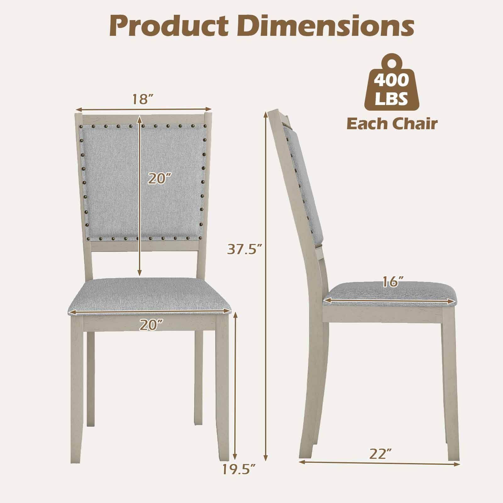Product Dimensions

Each Chair

400 LBS

- Height: 37.5"
- Width: 18"
- Depth: 20"
- Seat Width: 20"
- Seat Depth: 16"
- Leg Width: 19.5"
- Leg Depth: 22"
