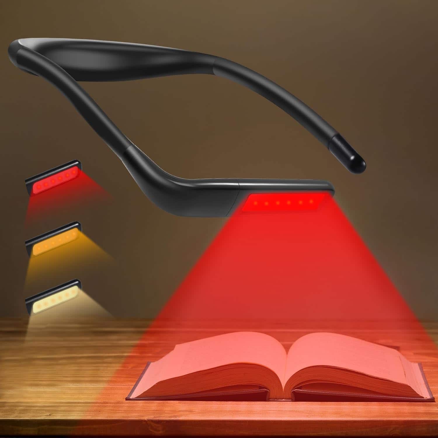 MAGICAL RUBS - 630nm Red Neck Reading Light - Zero Blue Rechargeable Dimmable Portable Led Book Lamp For Crafts Knitting Crochet At - Default