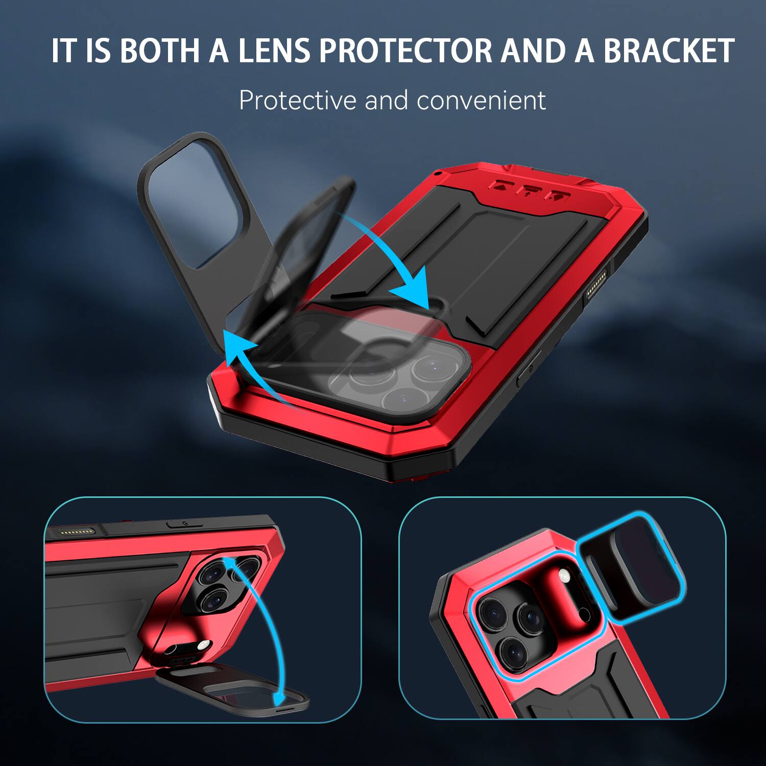 IT IS BOTH A LENS PROTECTOR AND A BRACKET  
Protective and convenient