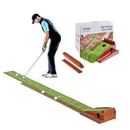 VEVOR - Golf Putting Mat, 1 Hole Indoor Golf Putting Wrinkle-Free Golf Training Aid, Mini Golf AccessoryAuto-Ball Return - Green