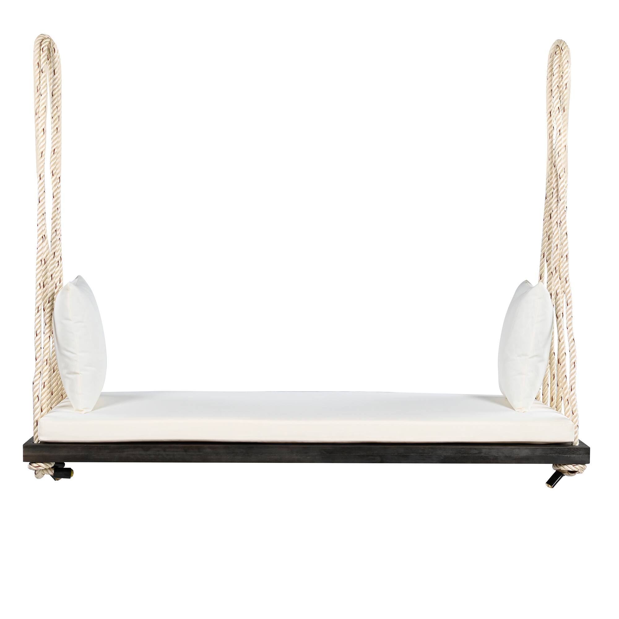 Alt View 6. GOODSILO - Acacia Wood Patio Swing Chair - Hanging Porch Bench with Cushion & Ropes for Garden, Backyard, Lawn - Brown.