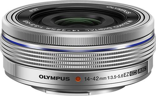 Front. Olympus - M.Zuiko Digital ED 14-42mm f/3.5-5.6 EZ Zoom Lens for Most Olympus OM-D and PEN Cameras - Silver.