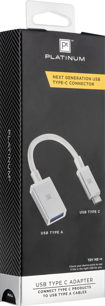 Angle View: Platinum™ - USB Type-C-to-USB Adapter - White