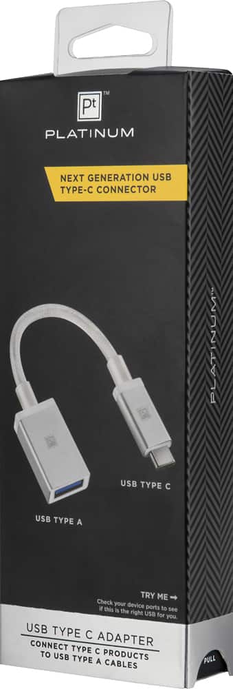 Front. Platinum™ - USB Type-C-to-USB Adapter - White.