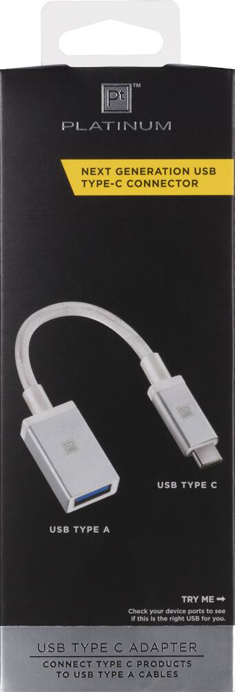 Alt View 1. Platinum™ - USB Type-C-to-USB Adapter - White.