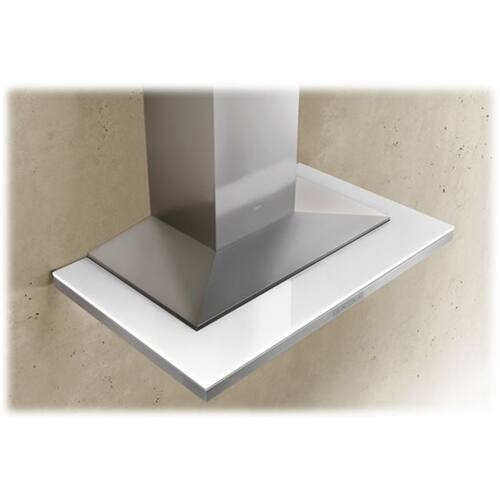 Left View: Zephyr - Arc Collection Layers 42" Range Hood - Stainless steel and white glass